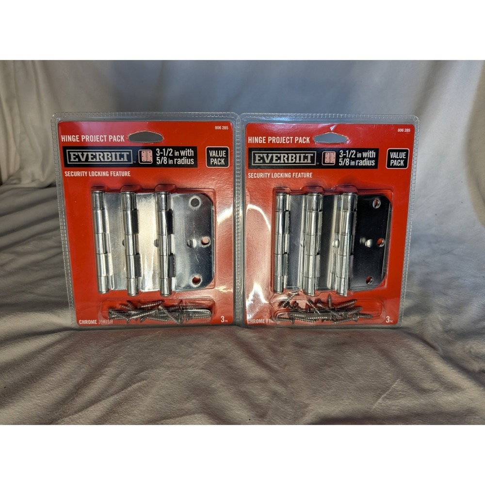 Door Hinges Value 2 Pack‎ Of 3-1/2 in. Chrome 5/8 in. Radius Security Everbilt